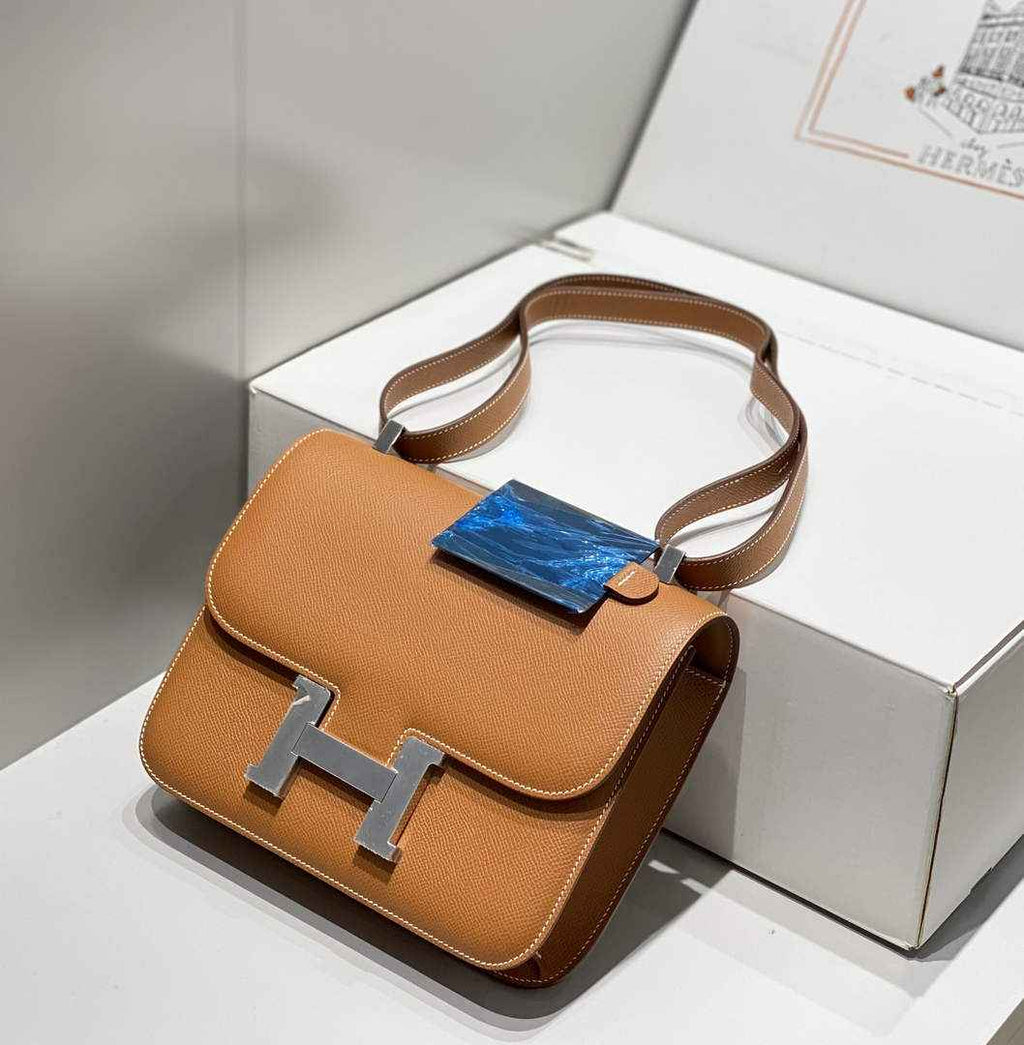 Hermes Constance 23 Box Epsom Leather Brown Silver H082811