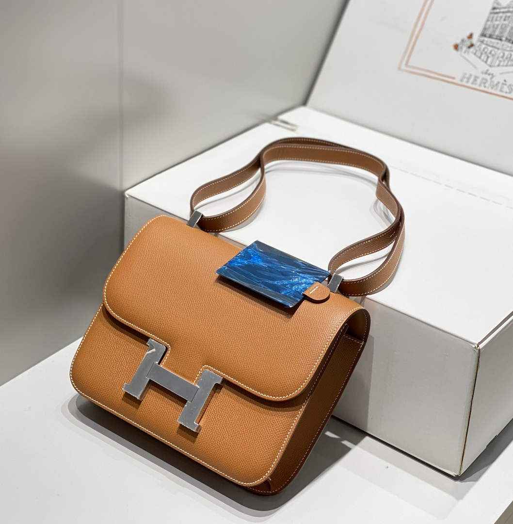 Hermes Constance 23 Box Epsom Leather Brown Silver H082811