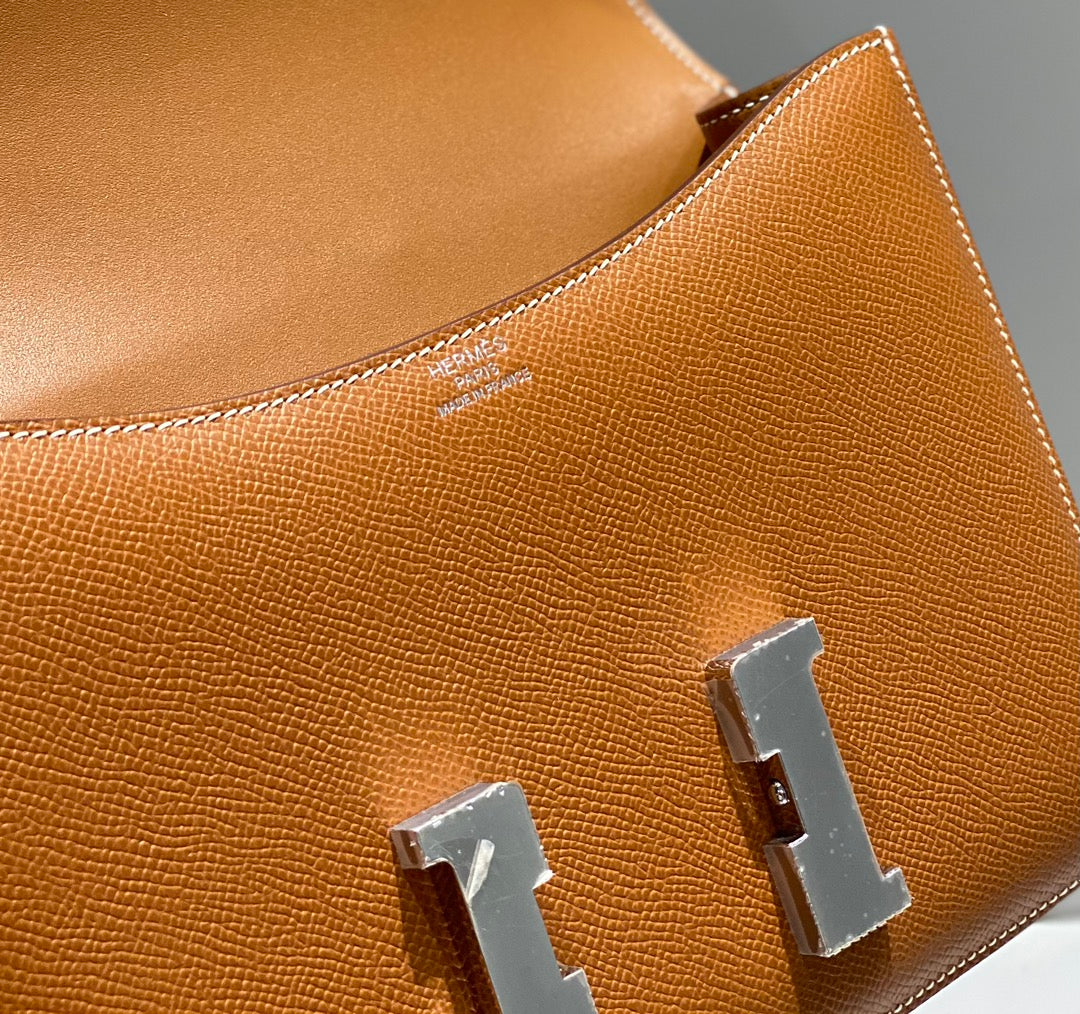 Hermes Constance 23 Box Epsom Leather Brown Silver H082811