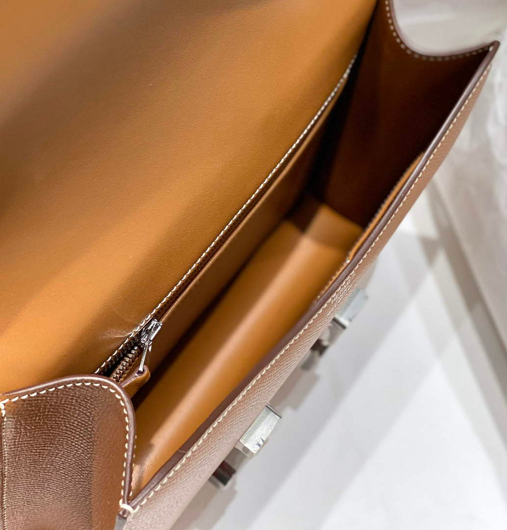 Hermes Constance 23 Box Epsom Leather Brown Silver H082811