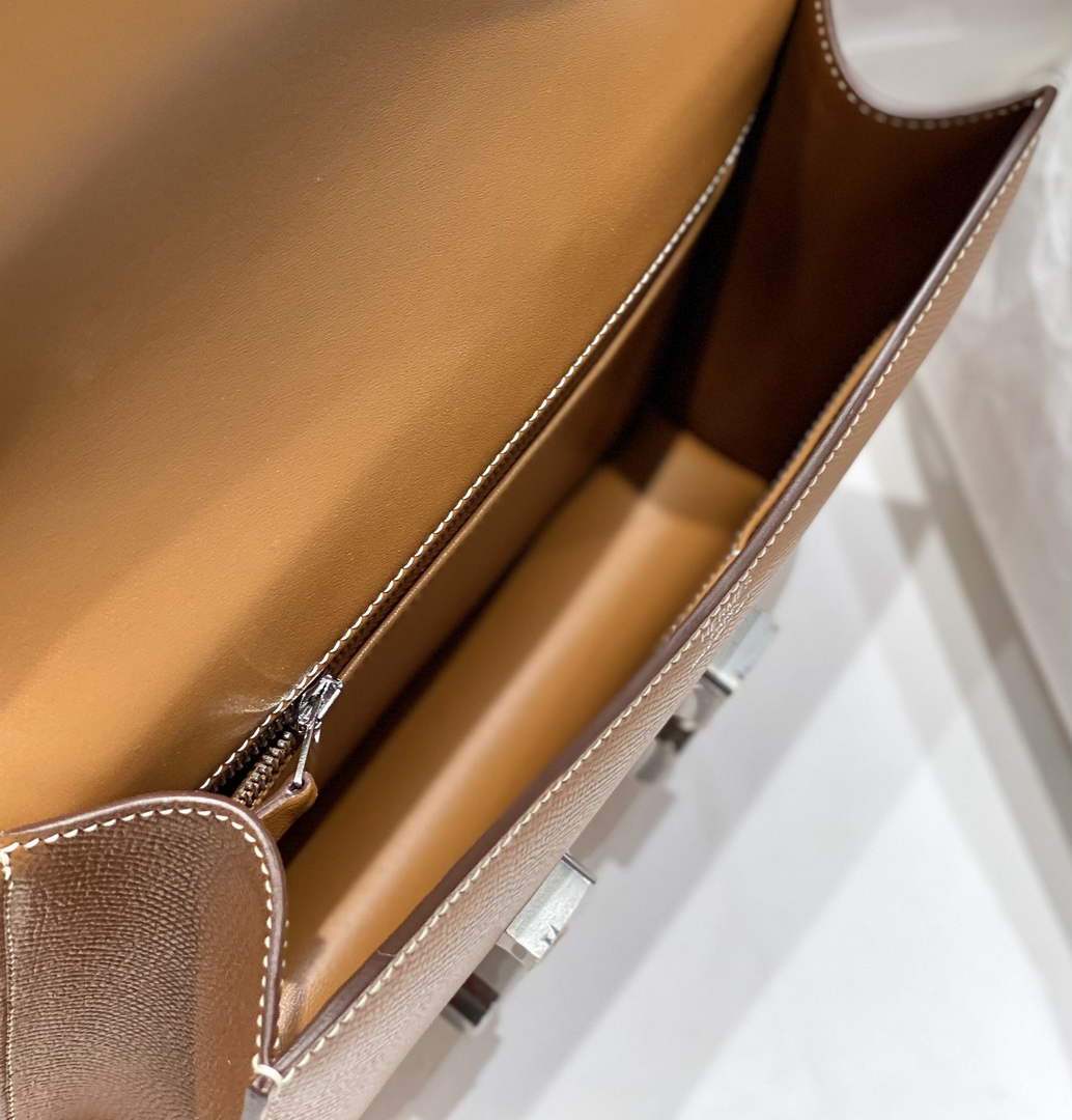 Hermes Constance 23 Box Epsom Leather Brown Silver H082811