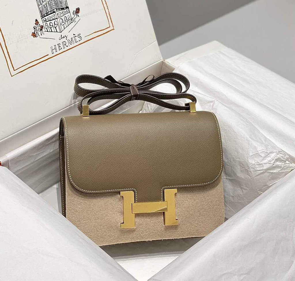 Hermes Constance 23 Box Epsom Leather Gray Gold H082806