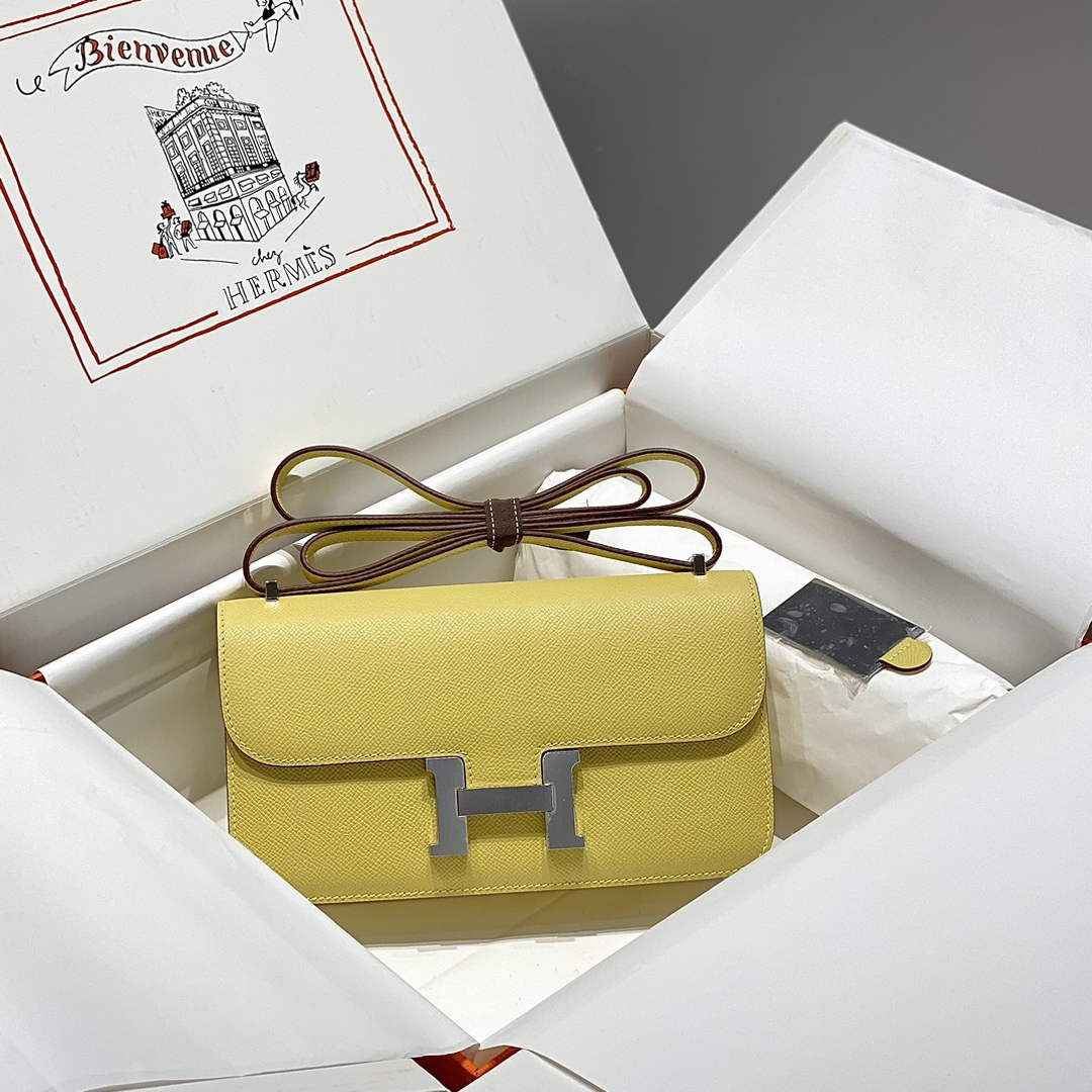 Hermes Constance Box Epsom Leather Lemon Yellow Silver H082762