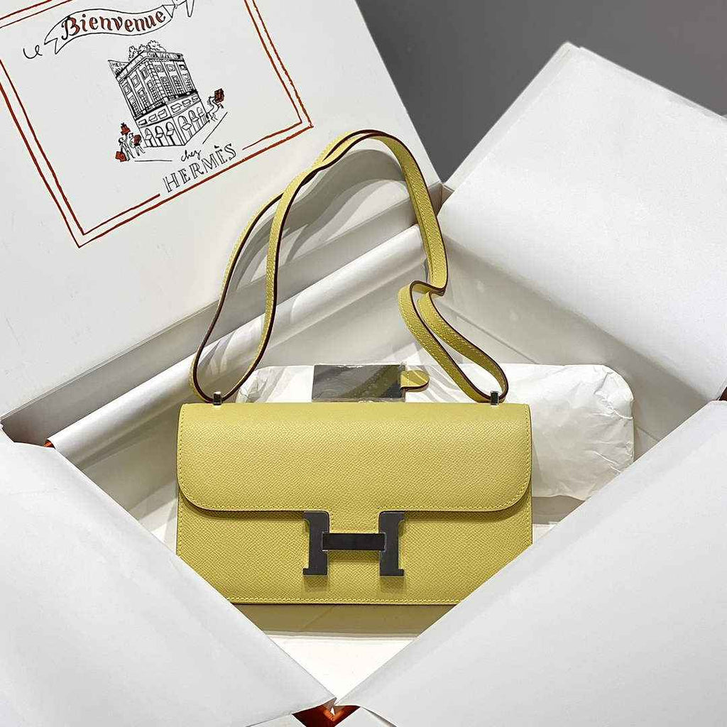 Hermes Constance Box Epsom Leather Lemon Yellow Silver H082762