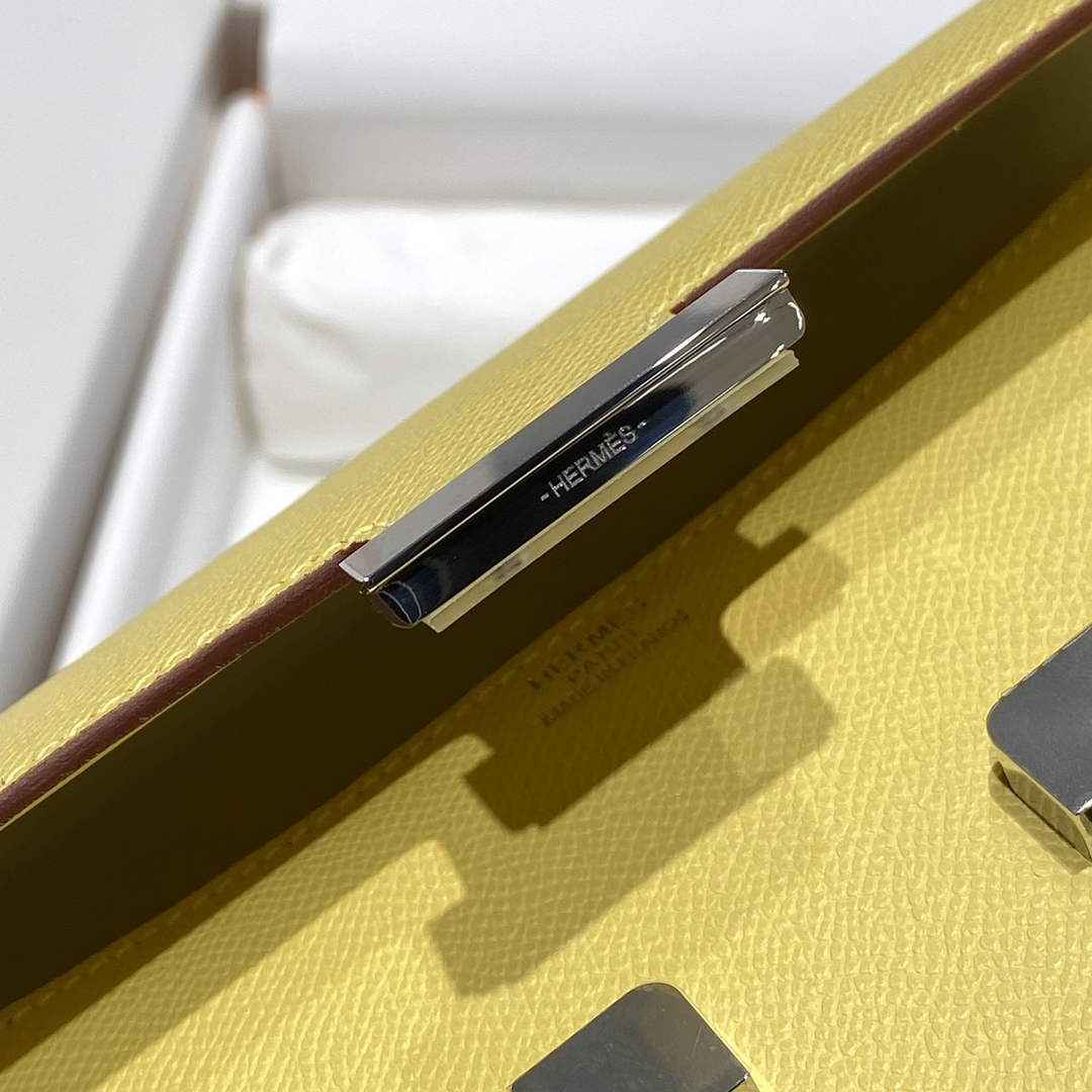 Hermes Constance Box Epsom Leather Lemon Yellow Silver H082762