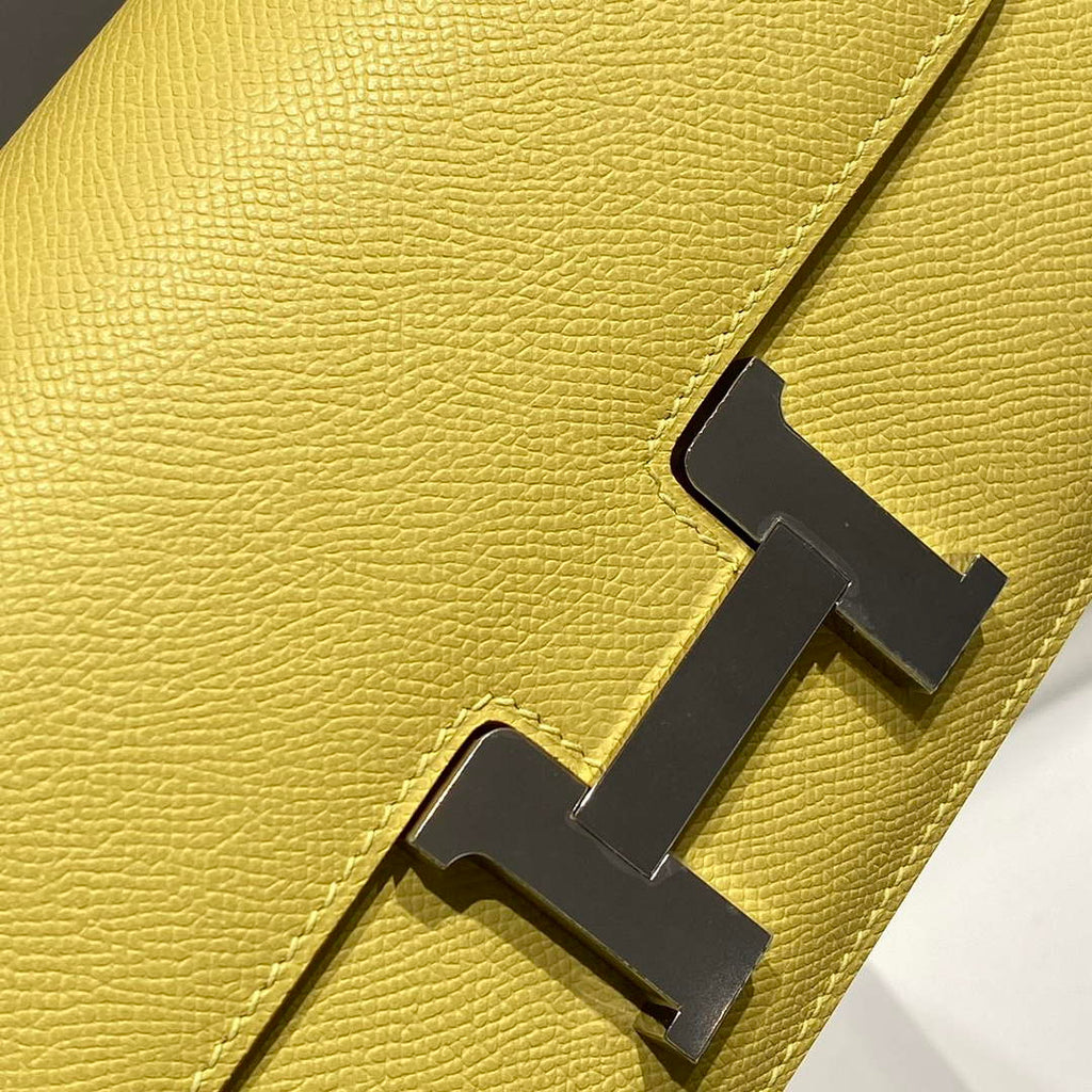 Hermes Constance Box Epsom Leather Lemon Yellow Silver H082762