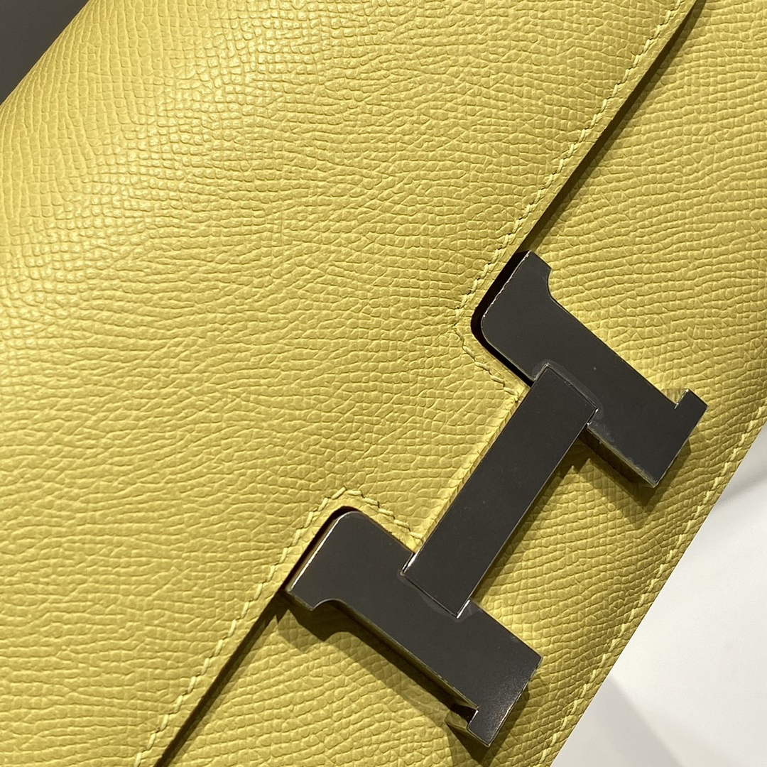 Hermes Constance Box Epsom Leather Lemon Yellow Silver H082762