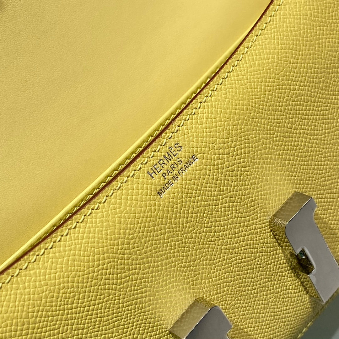 Hermes Constance Box Epsom Leather Lemon Yellow Silver H082762