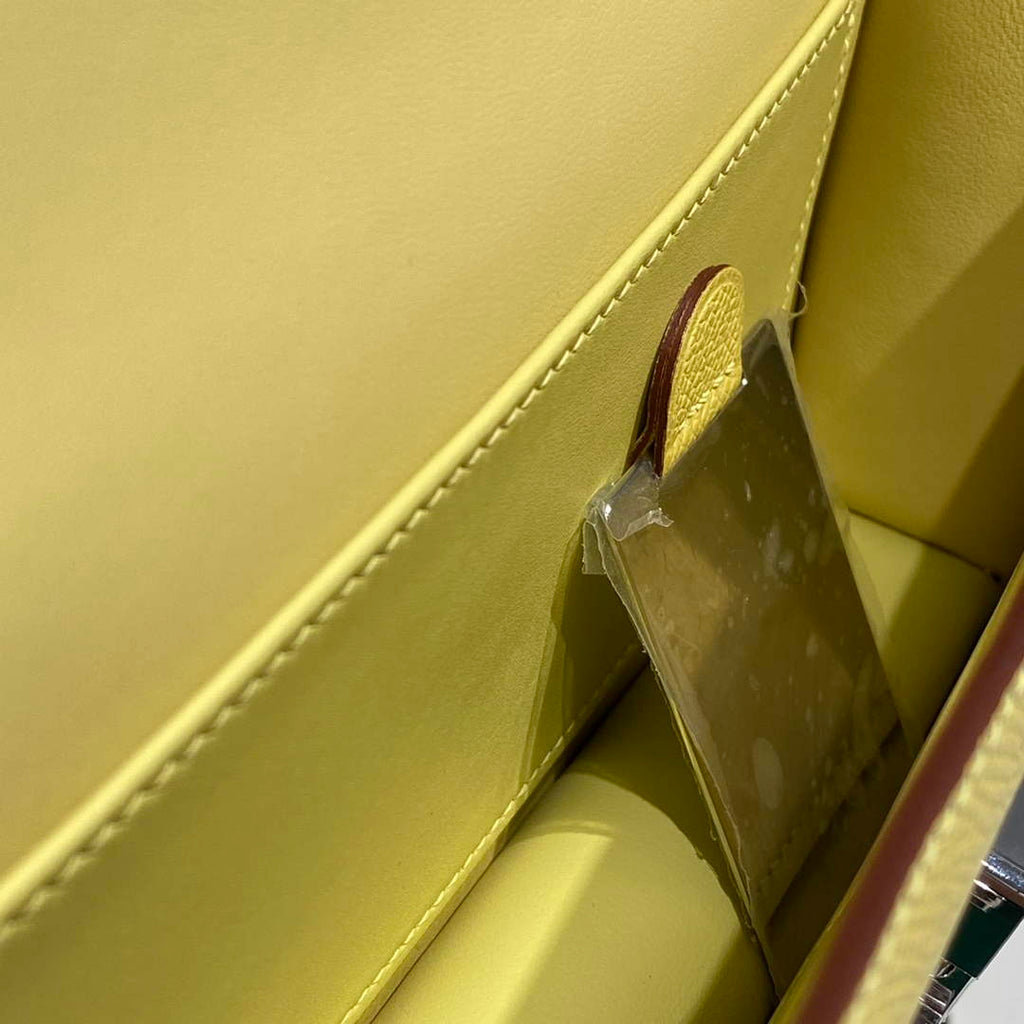 Hermes Constance Box Epsom Leather Lemon Yellow Silver H082762
