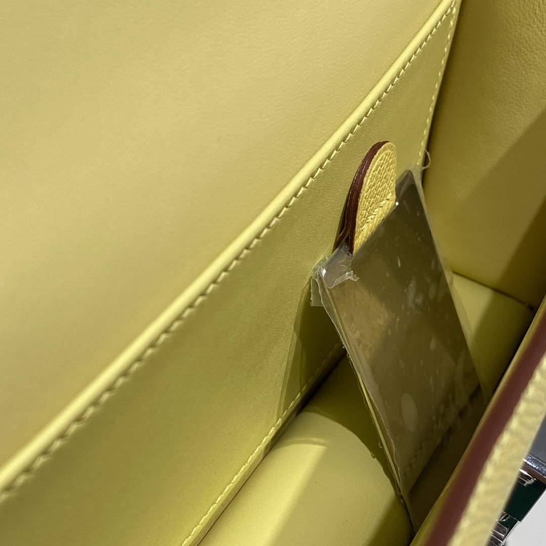 Hermes Constance Box Epsom Leather Lemon Yellow Silver H082762
