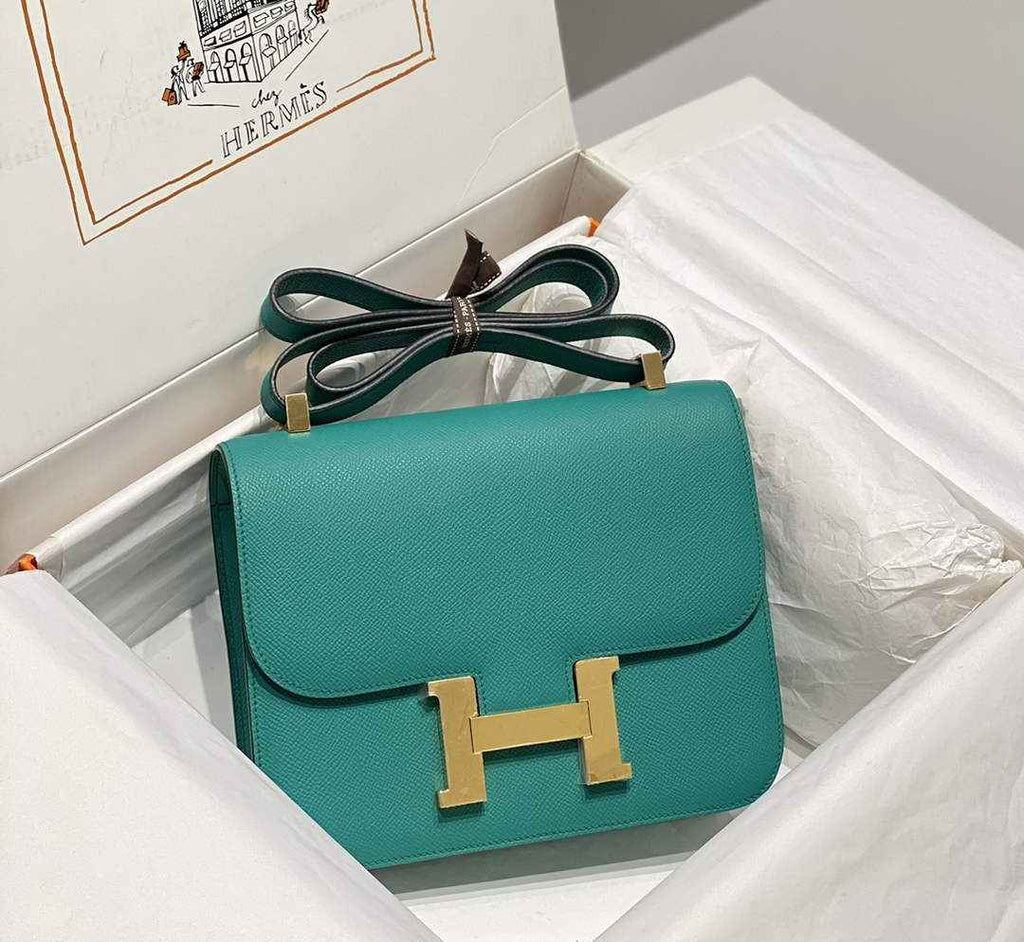Hermes Constance 23 Box Epsom Leather Green Gold H082802