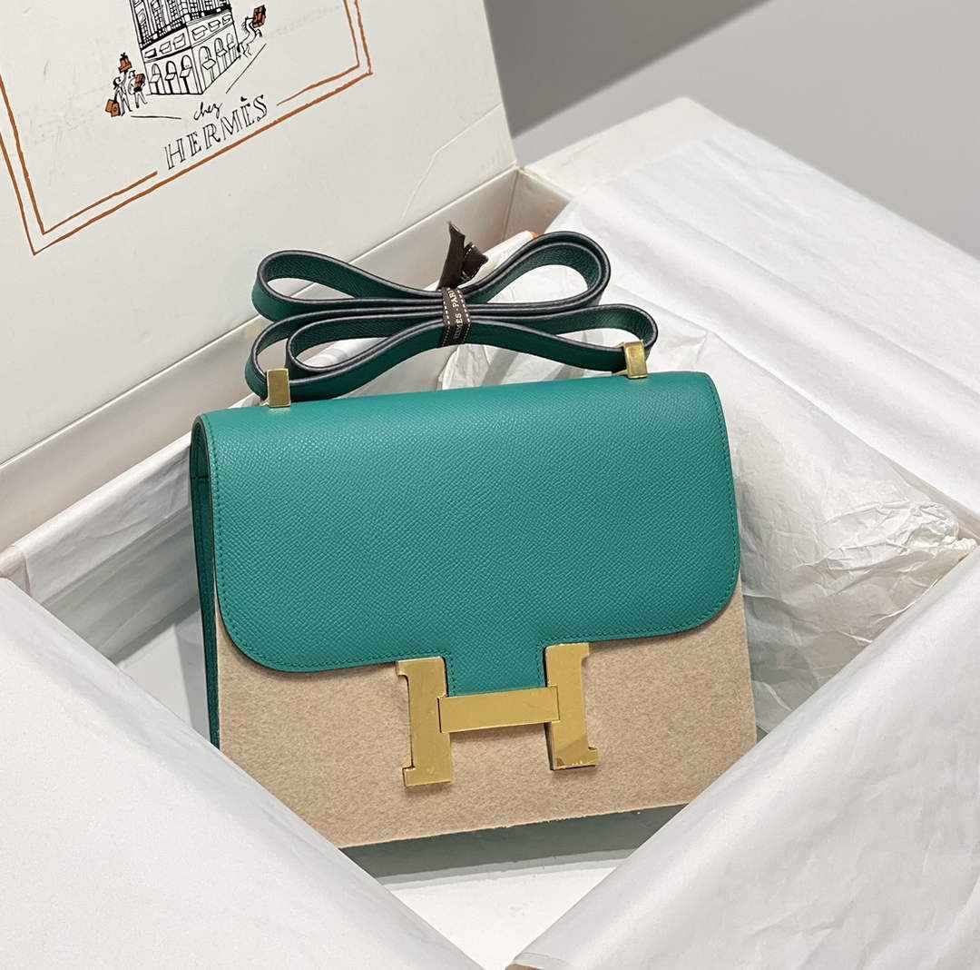 Hermes Constance 23 Box Epsom Leather Green Gold H082802