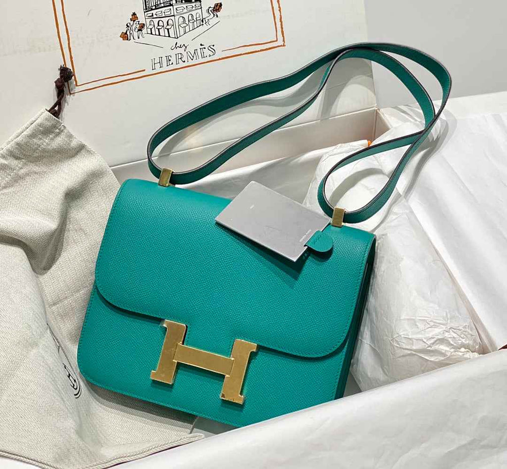 Hermes Constance 23 Box Epsom Leather Green Gold H082802