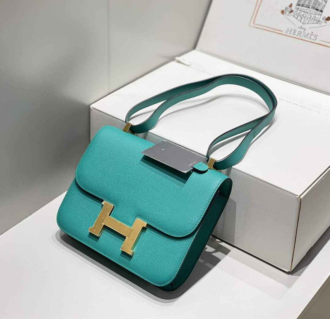 Hermes Constance 23 Box Epsom Leather Green Gold H082802