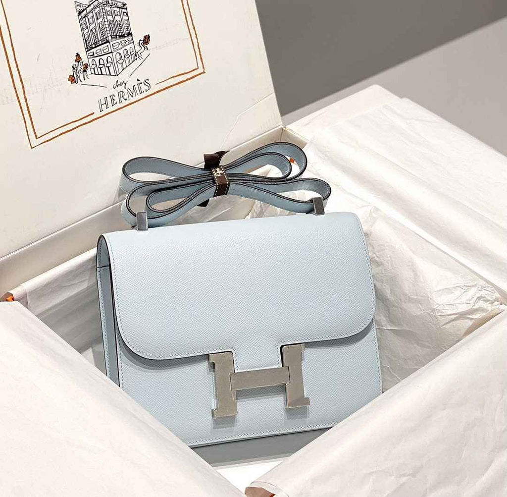 Hermes Constance 23 Box Epsom Leather Light Blue Silver H082812
