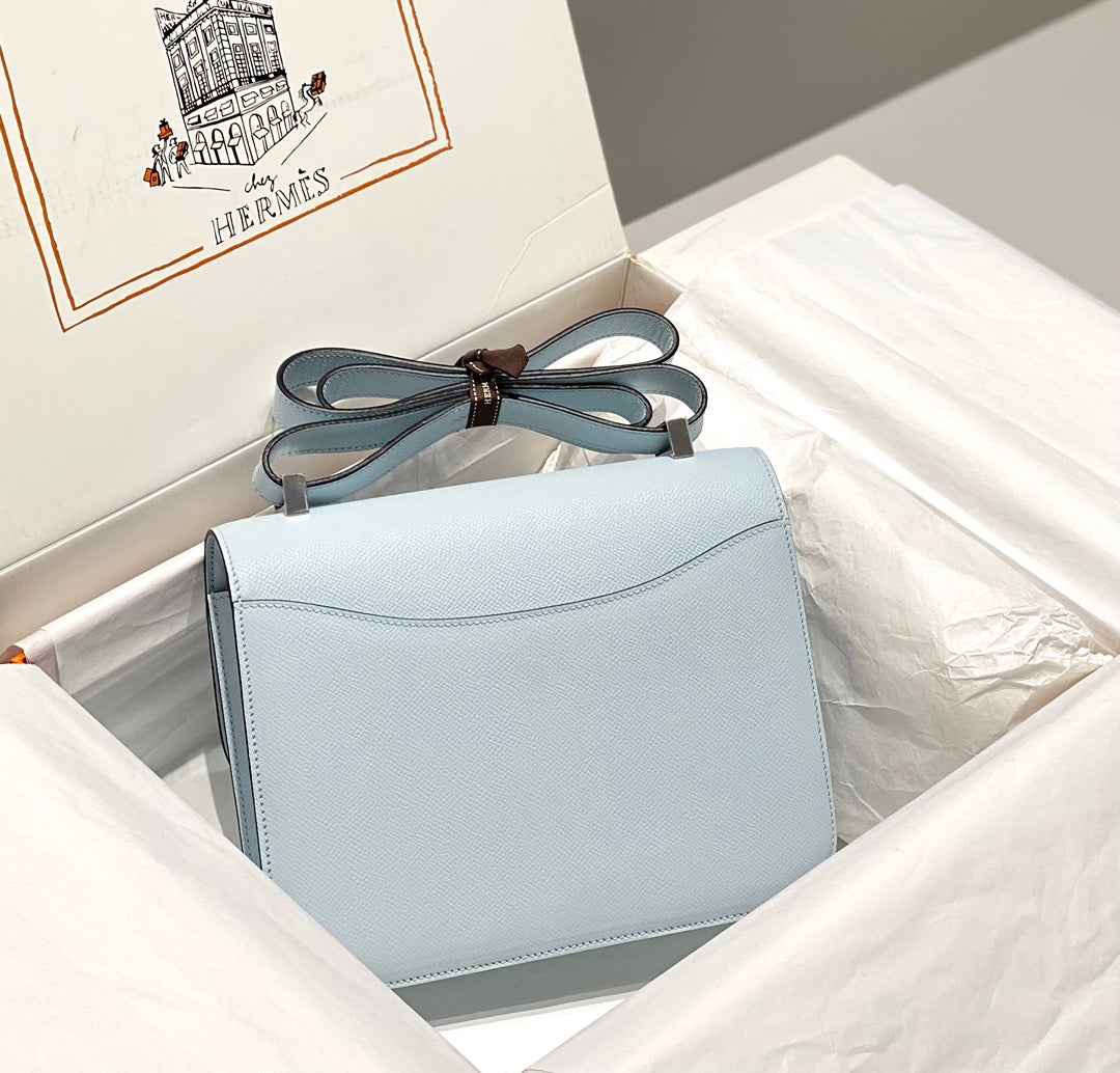 Hermes Constance 23 Box Epsom Leather Light Blue Silver H082812