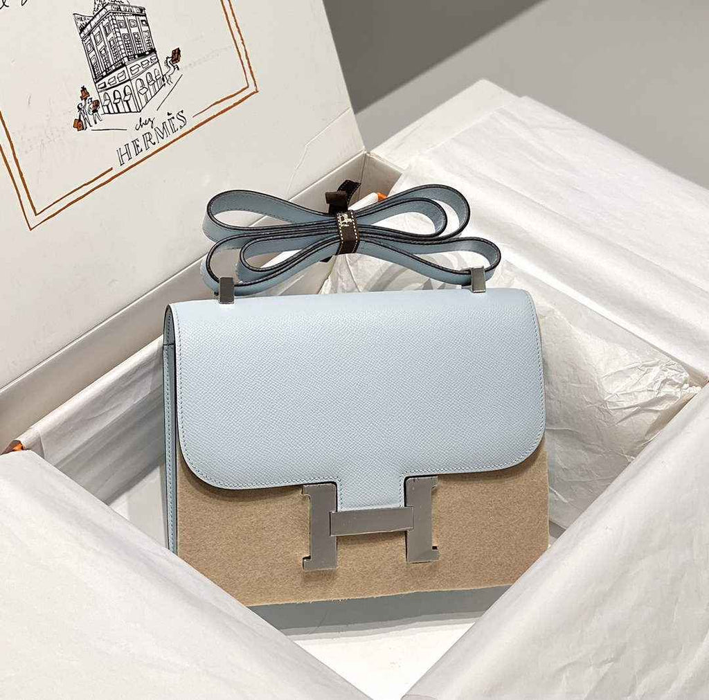 Hermes Constance 23 Box Epsom Leather Light Blue Silver H082812