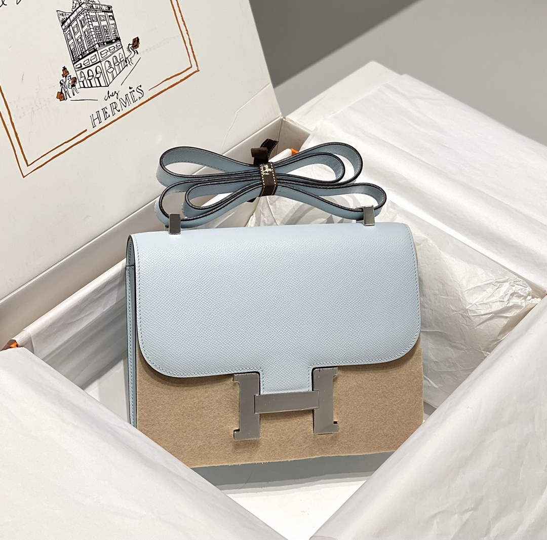 Hermes Constance 23 Box Epsom Leather Light Blue Silver H082812