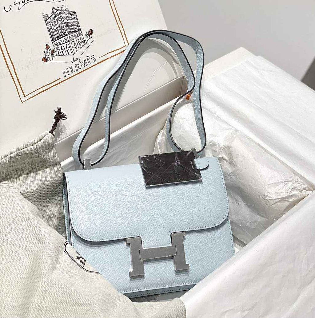 Hermes Constance 23 Box Epsom Leather Light Blue Silver H082812