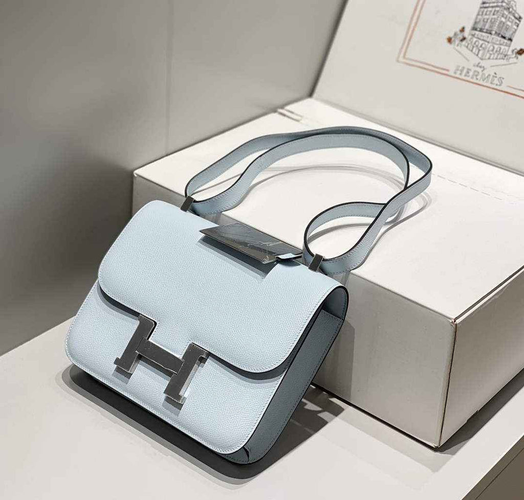 Hermes Constance 23 Box Epsom Leather Light Blue Silver H082812