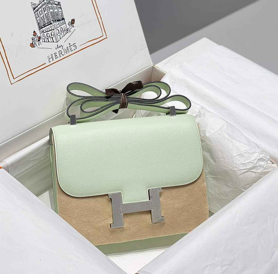 Hermes Constance 23 Box Epsom Leather Light Green Silver H082813
