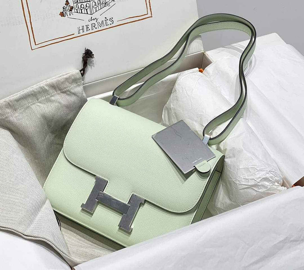 Hermes Constance 23 Box Epsom Leather Light Green Silver H082813