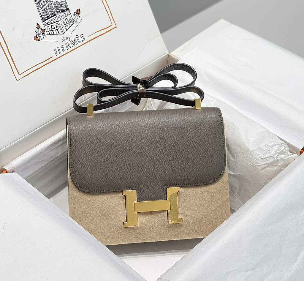 Hermes Constance 23 Box Epsom Leather Dark Gray Gold H082805