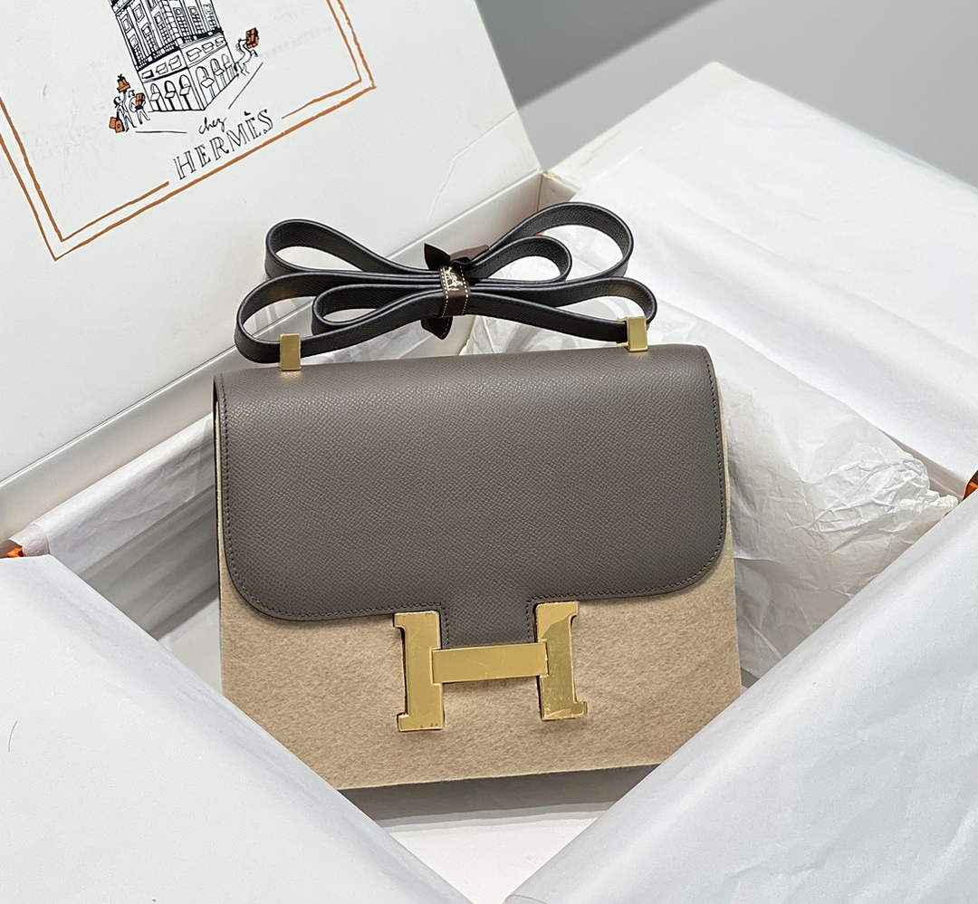 Hermes Constance 23 Box Epsom Leather Dark Gray Gold H082805