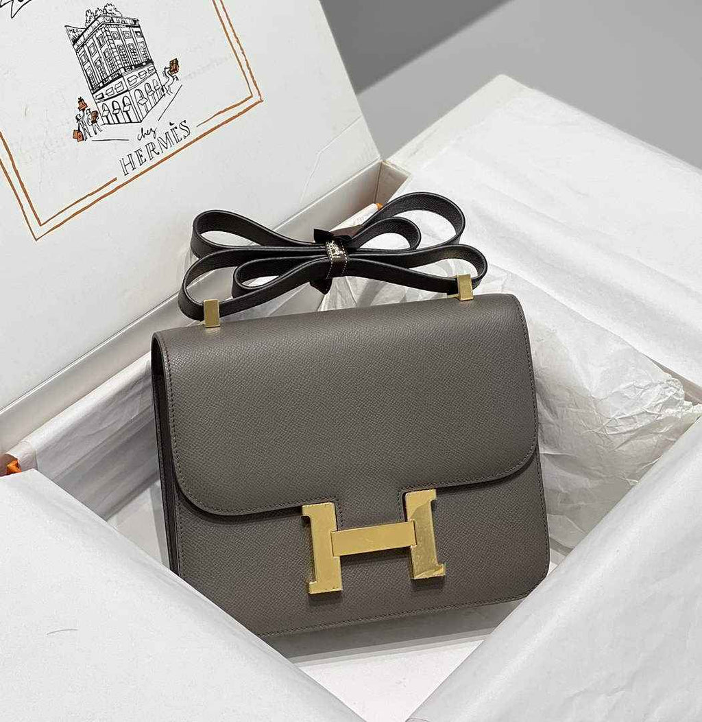 Hermes Constance 23 Box Epsom Leather Dark Gray Gold H082805