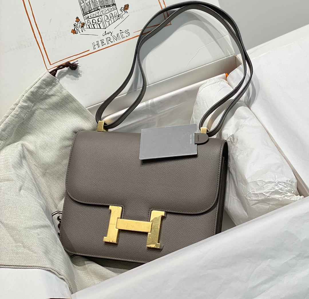 Hermes Constance 23 Box Epsom Leather Dark Gray Gold H082805