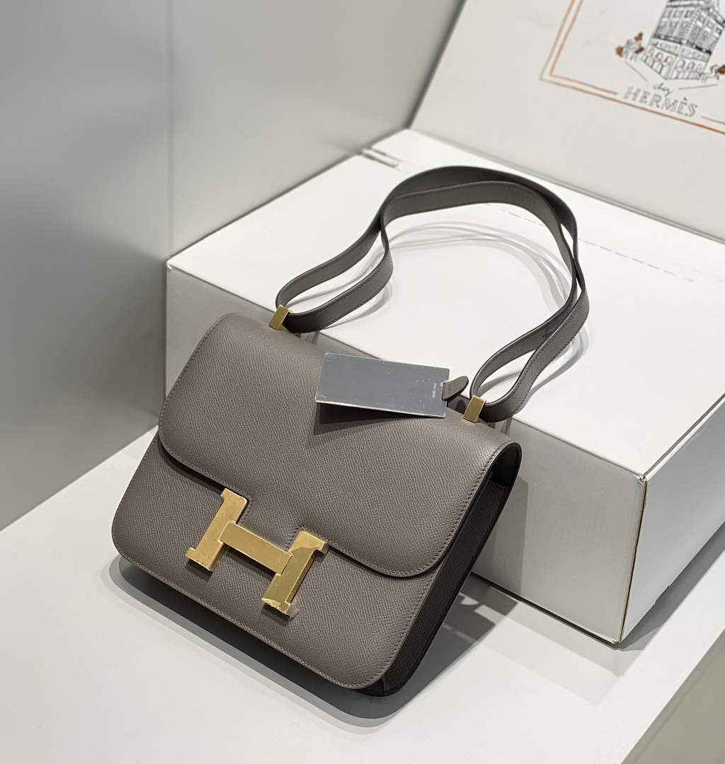 Hermes Constance 23 Box Epsom Leather Dark Gray Gold H082805