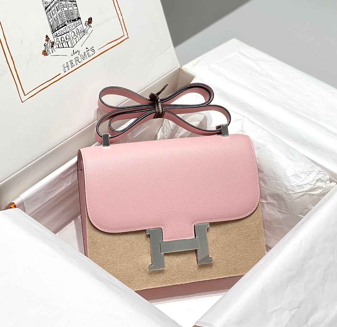 Hermes Constance 23 Box Epsom Leather Light Pink Silver H082804