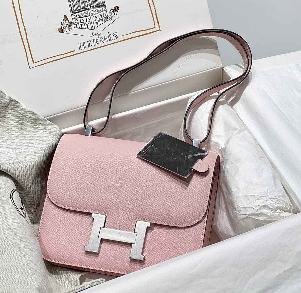 Hermes Constance 23 Box Epsom Leather Light Pink Silver H082804