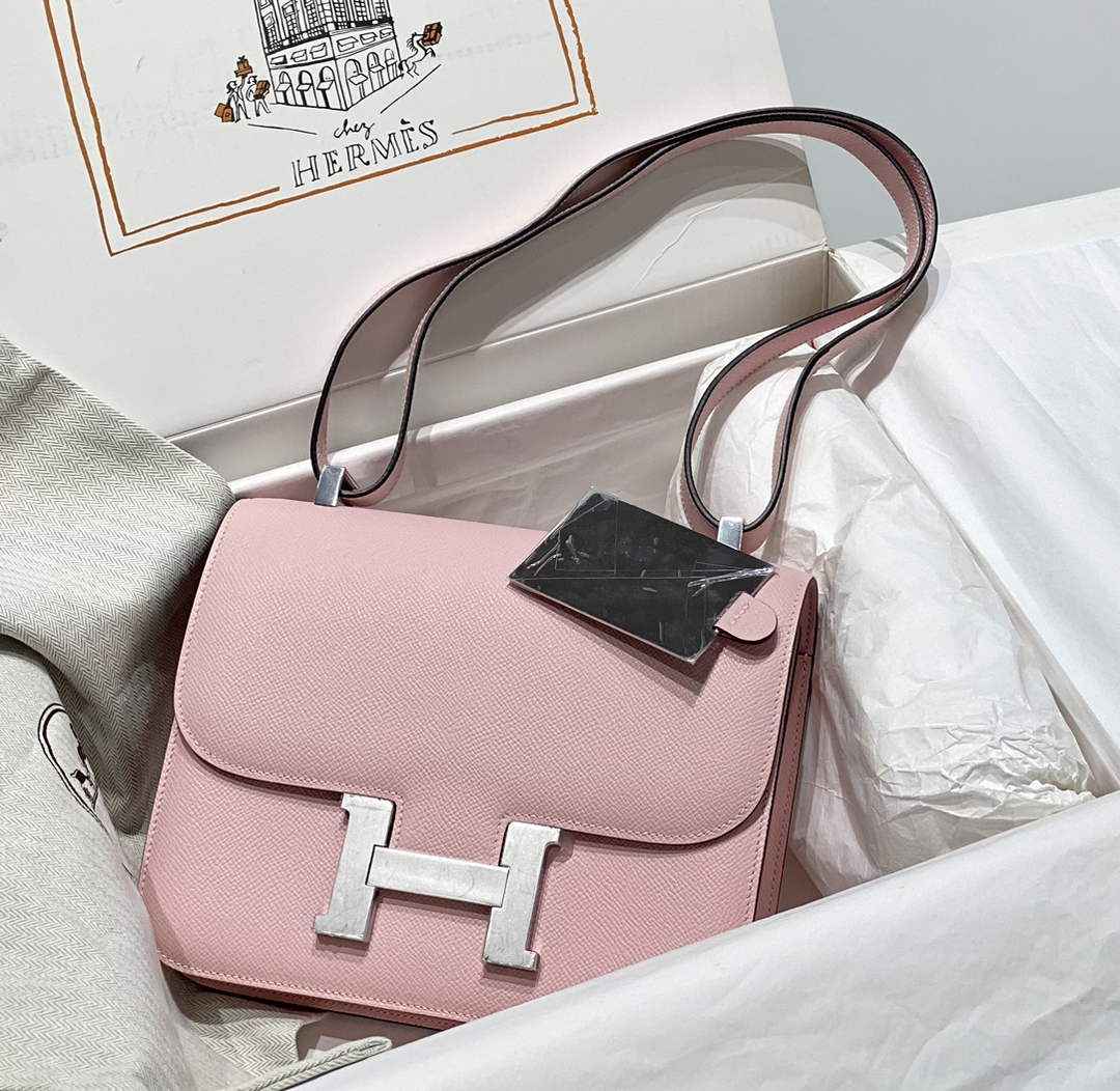 Hermes Constance 23 Box Epsom Leather Light Pink Silver H082804