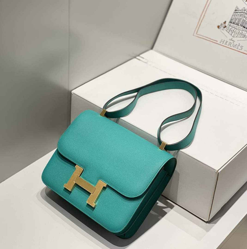 Hermes Constance 23 Box Epsom Leather Green Gold H082902
