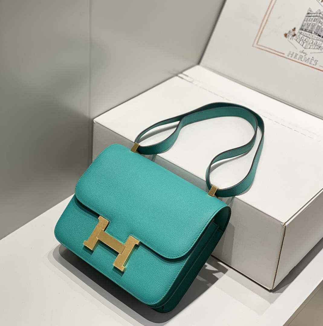 Hermes Constance 23 Box Epsom Leather Green Gold H082902