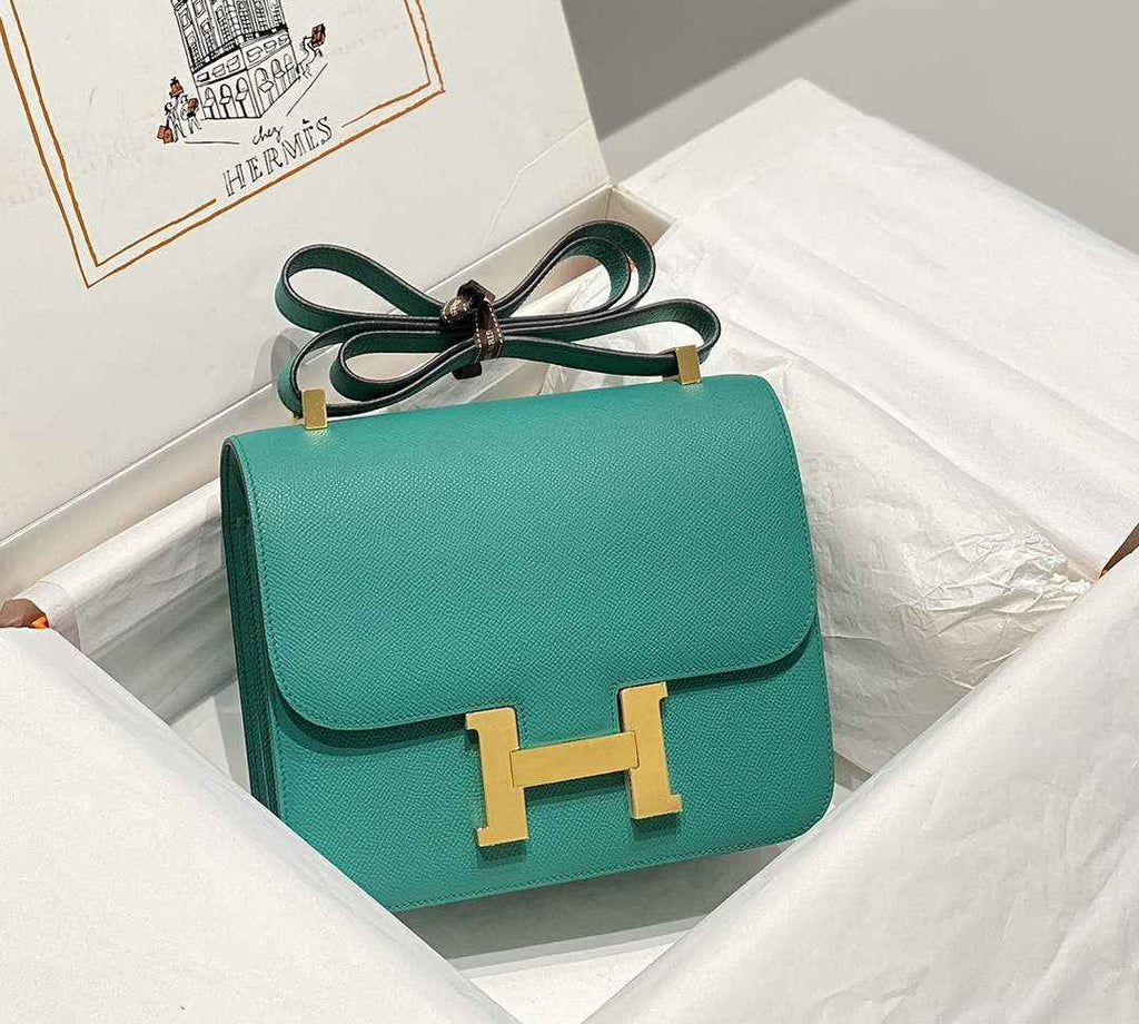 Hermes Constance 23 Box Epsom Leather Green Gold H082902
