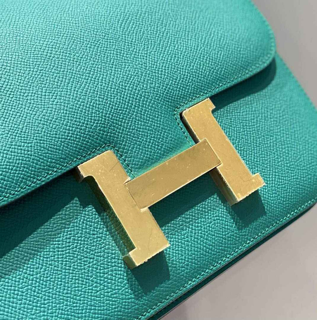 Hermes Constance 23 Box Epsom Leather Green Gold H082902