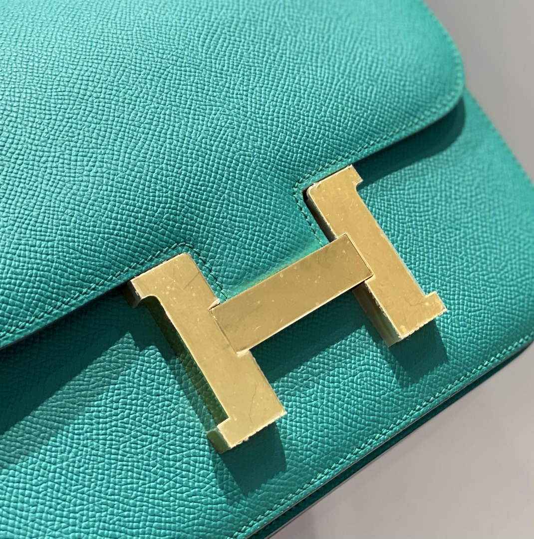 Hermes Constance 23 Box Epsom Leather Green Gold H082902