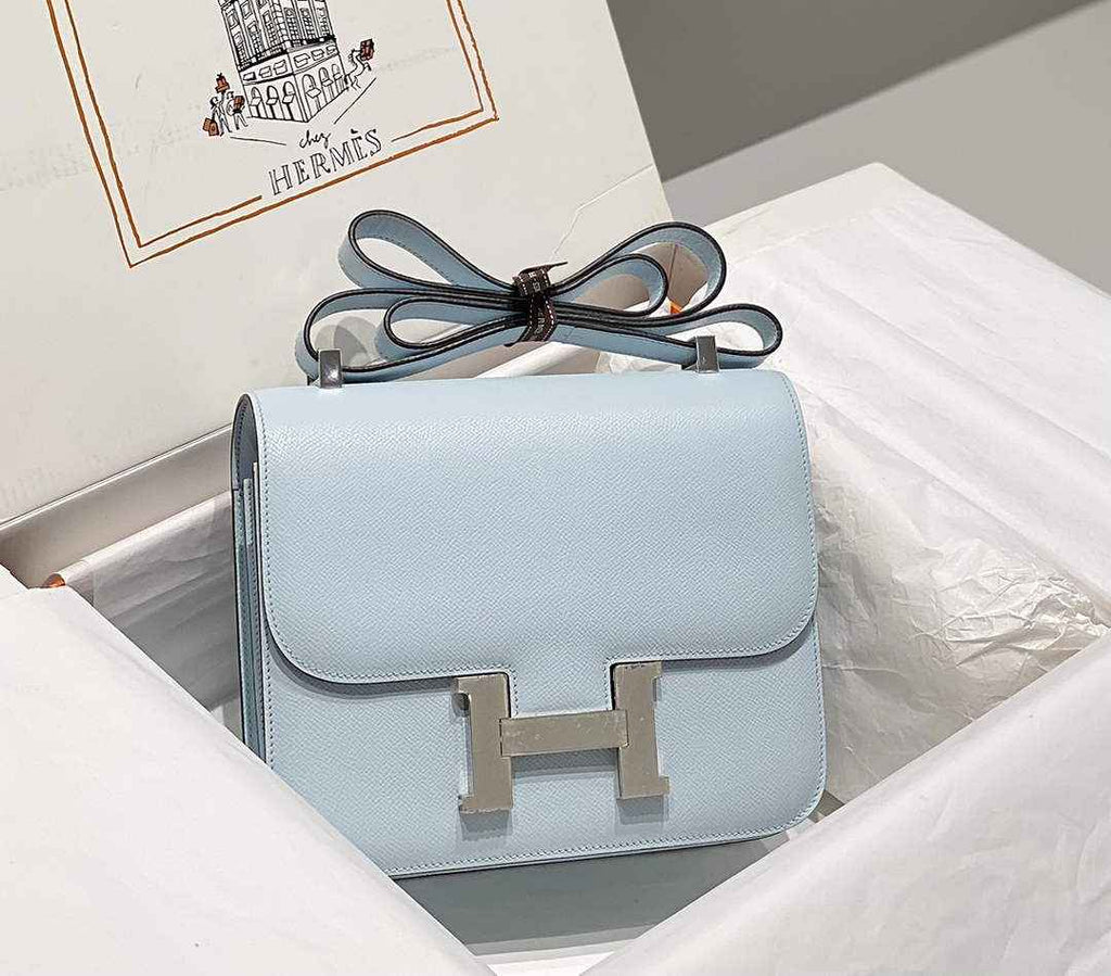 Hermes Constance 23 Box Epsom Leather Blue Silver H082903