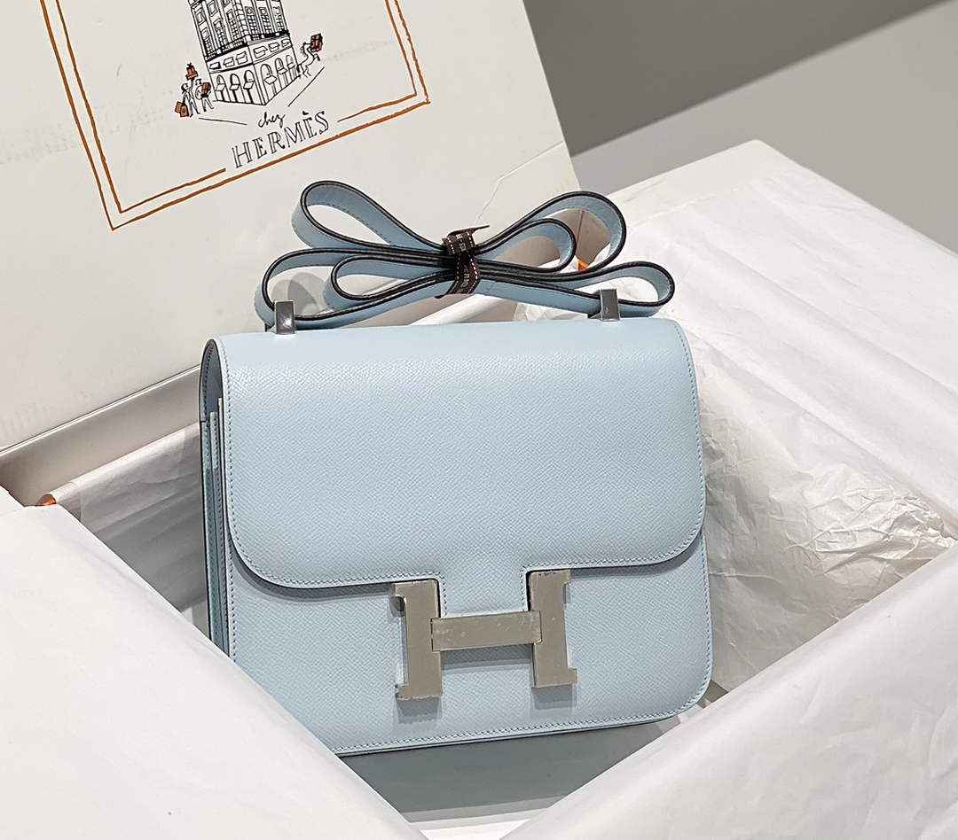Hermes Constance 23 Box Epsom Leather Blue Silver H082903