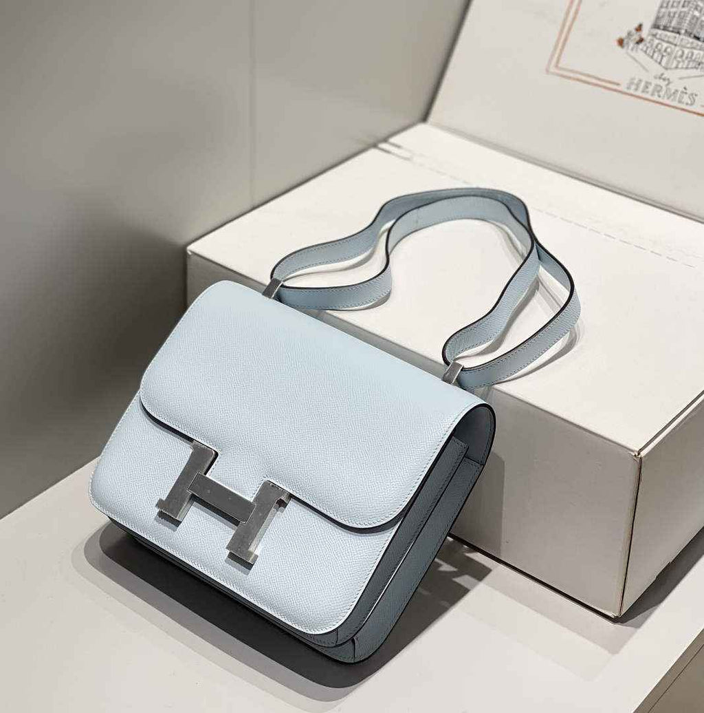 Hermes Constance 23 Box Epsom Leather Blue Silver H082903