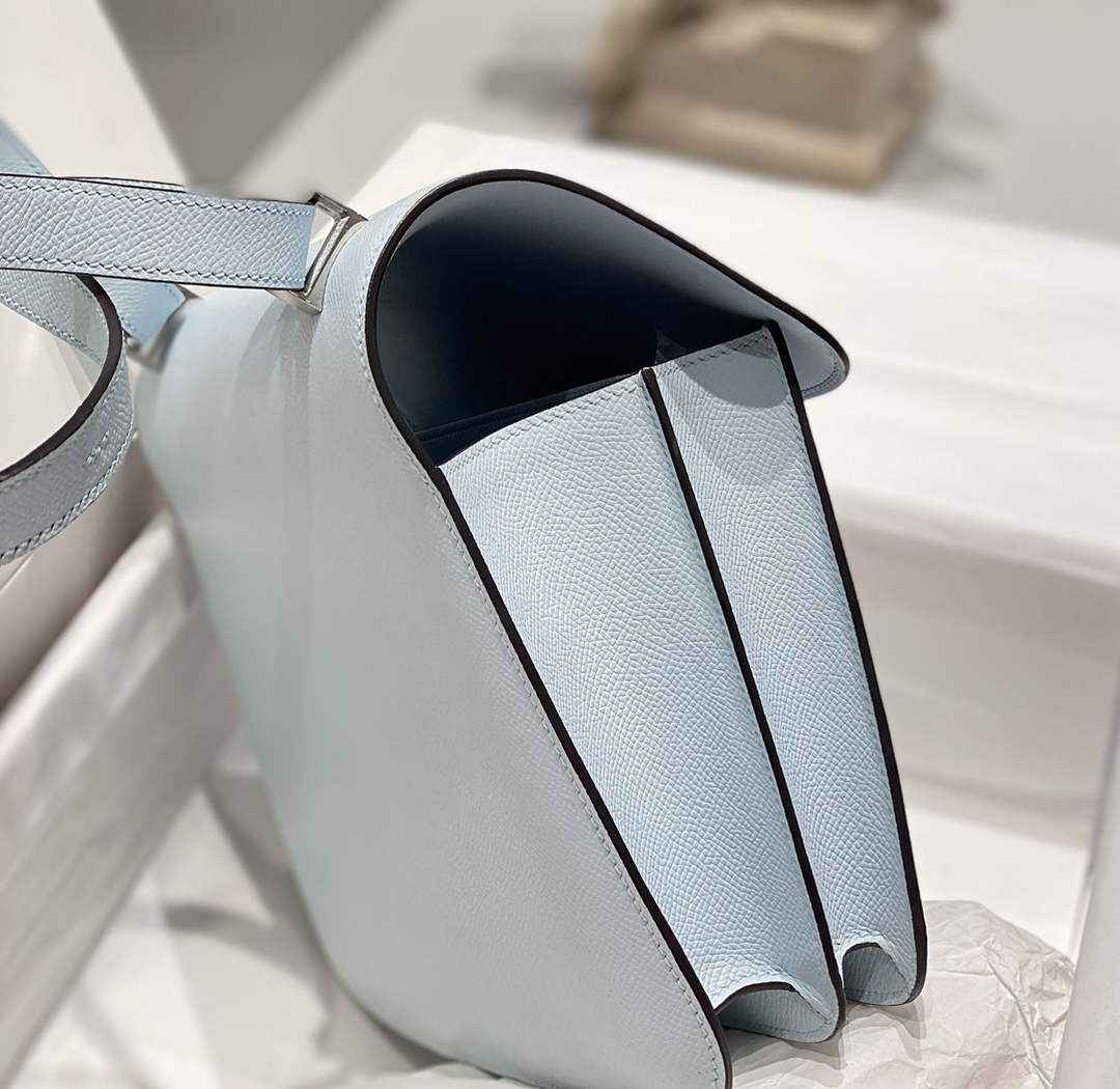 Hermes Constance 23 Box Epsom Leather Blue Silver H082903