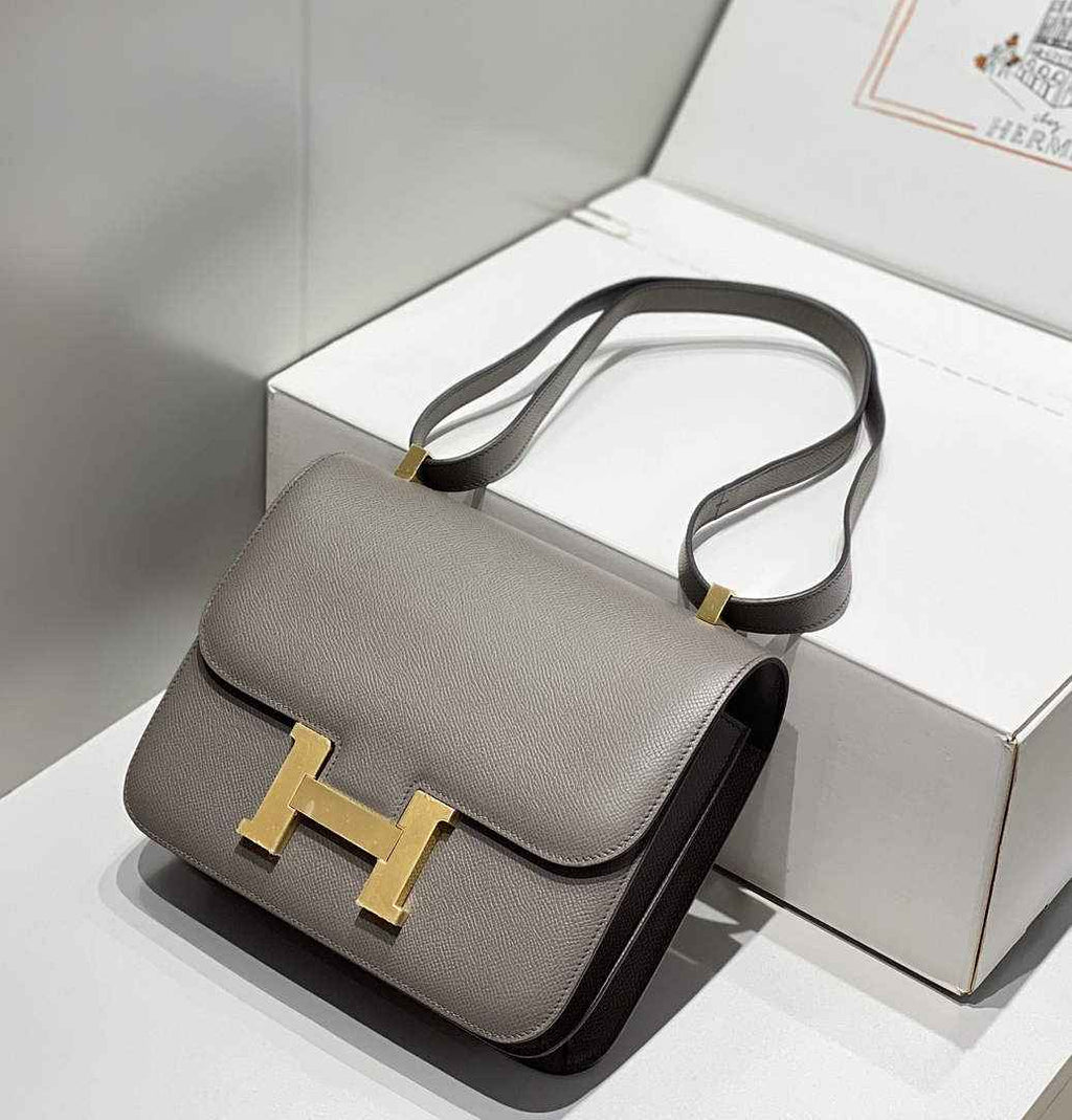 Hermes Constance 23 Box Epsom Leather Dark Gray Gold H082905