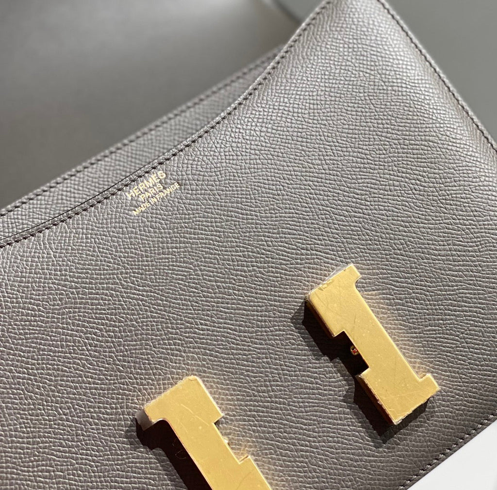 Hermes Constance 23 Box Epsom Leather Dark Gray Gold H082905