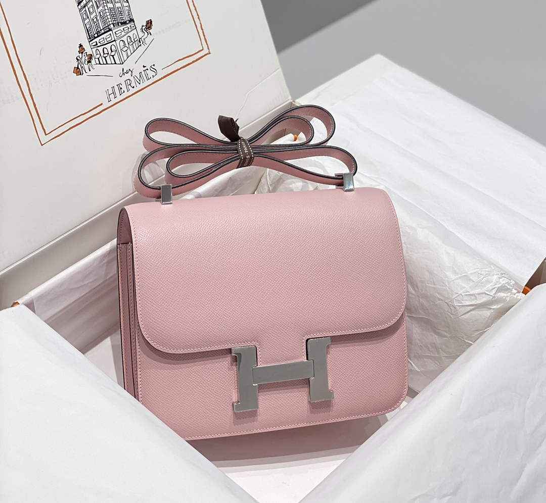 Hermes Constance 23 Box Epsom Leather Light Pink Silver H082906