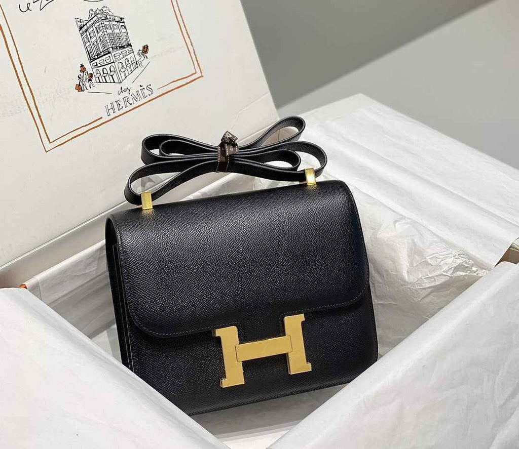 Hermes Constance 23 Box Epsom Leather Black Gold H082900