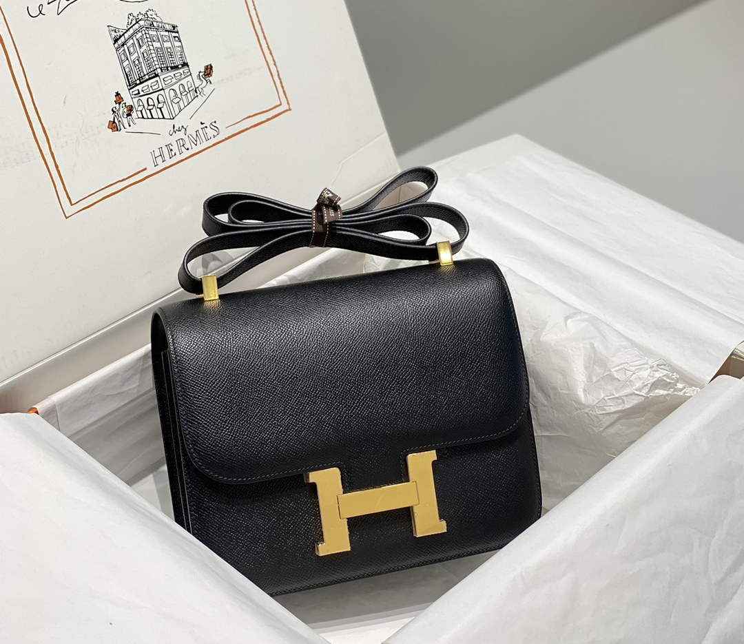 Hermes Constance 23 Box Epsom Leather Black Gold H082900