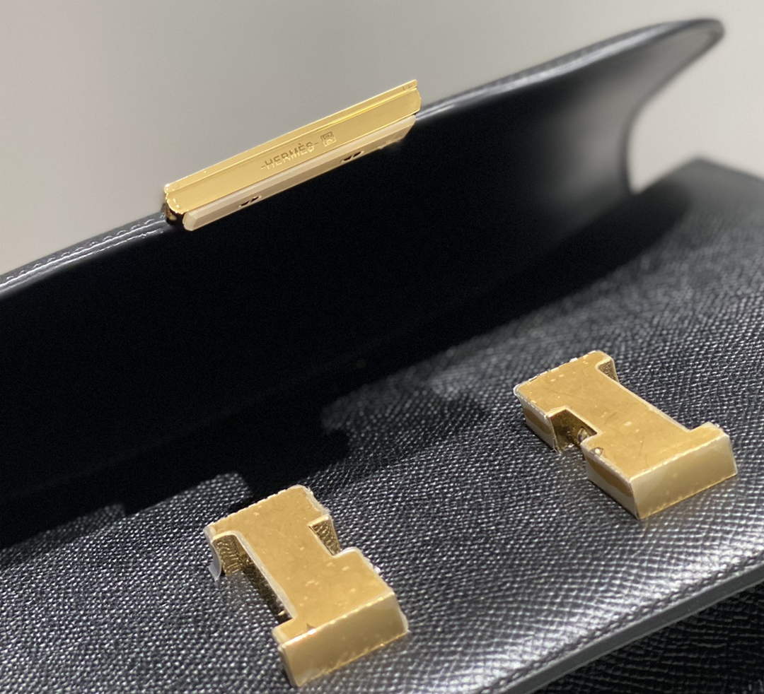Hermes Constance 23 Box Epsom Leather Black Gold H082900