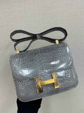 Hermes Constance Crocodile Leather Gray Gold H282263